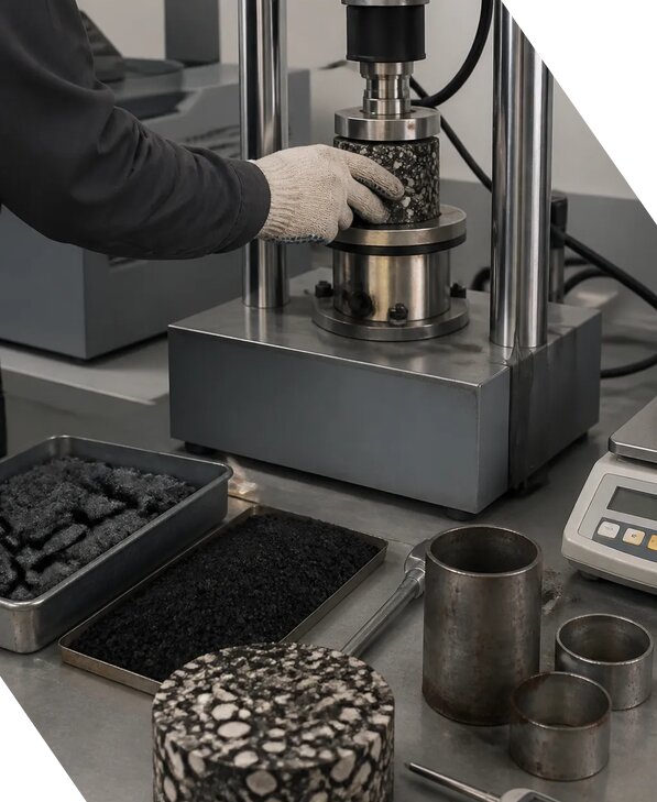 Лабораторное испытание асфальтобетонной смеси в Сасове